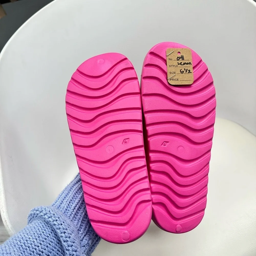 Lemon Jelly Neon Pink Slide Sandals Size 37 / US 6.5 💖